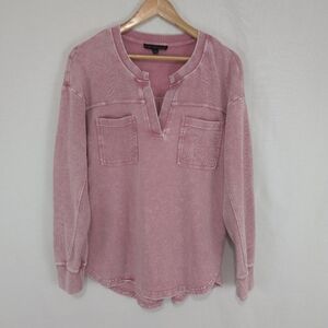 Jane & Delancey Women's Pink Waffle Knit Relaxed Fit Top